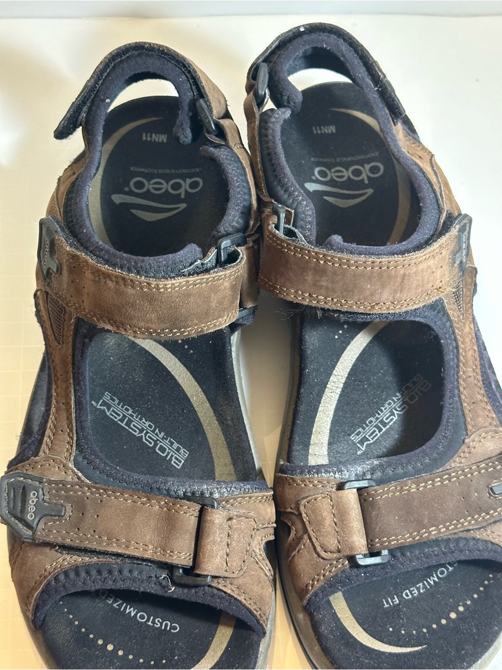 Abeo Brown Leather Comfort Sandals Mens 11 Orthopedic Walking - Picture 9 of 11